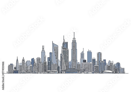 Cityscape Illustration A Skyline View of Modern Architecture