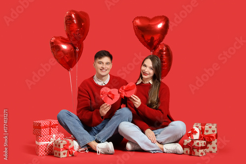 Young couple in love with g...