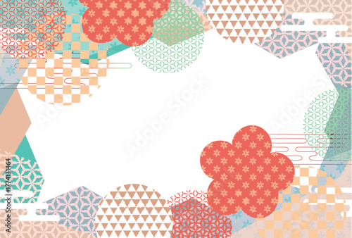 和柄　年賀状　梅　背景	