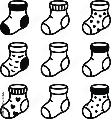 Baby Socks Vector Set  Cute Designs for Tiny Feet and Little Toes