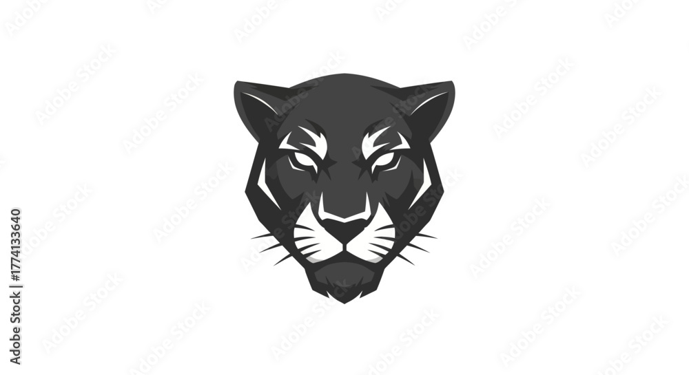 Fototapeta premium Stylized black panther head illustration against white background