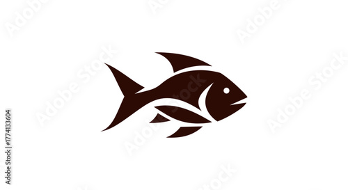 Stylized black fish logo on a white background suitable for various applications