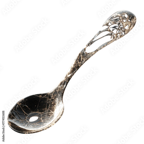 damaged plastic spoon PNG, bent and cracked, realistic detail