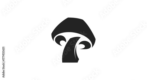 Stylized black mushroom illustration on white background vector design