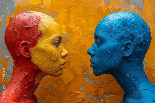 Abstract faces confronting positivism and human perception