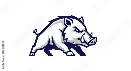 Stylized boar illustration on white background for graphic design projects