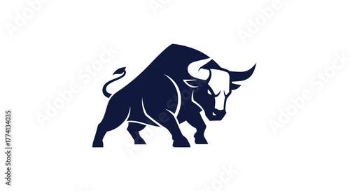 Stylized bull silhouette bold graphic of strength and power
