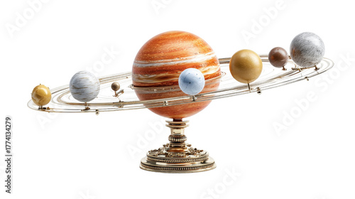 Accurate astronomy model of the solar system for educational use, clean isolated on a Transparent background, PNG file.