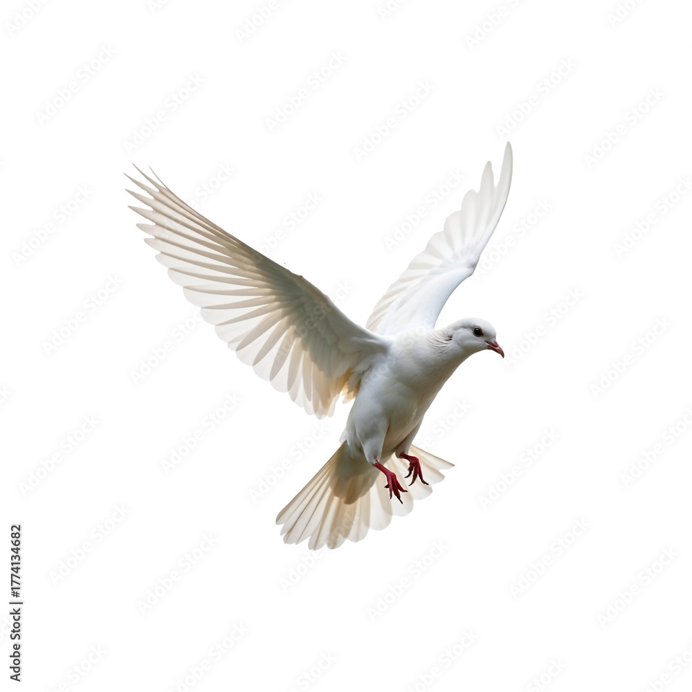 Fototapeta premium White Dove Flying Isolated on White PNG