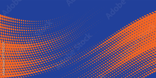 Abstract speed line style blue halftone banner design template. orange and blue halftone dot pattern with grunge texture. Sporty style orange and blue dot pop art comic, Eps 10.