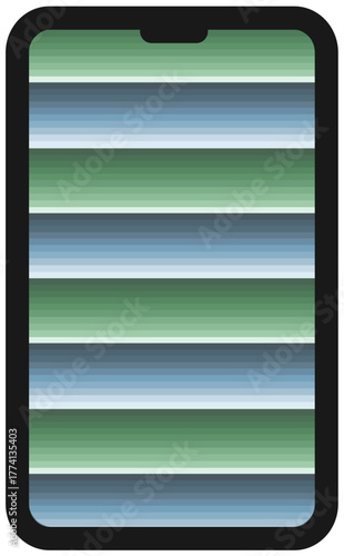 A simplistic cell phone graphic with alternating gradients in green and blue