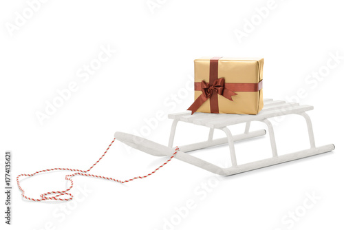 Sled with gift box isolated...