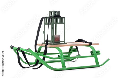 Sled with lantern isolated ...