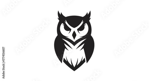 Black owl silhouette vector illustration on white background