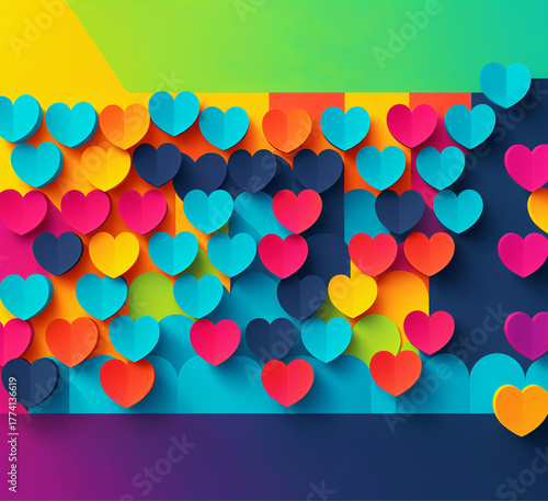 colorful layered hearts arr...