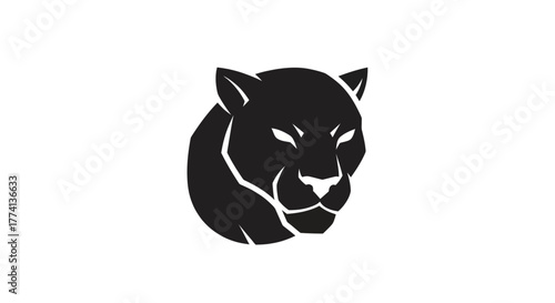 Black panther head silhouette on white background vector illustration