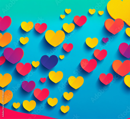 colorful layered hearts flo...