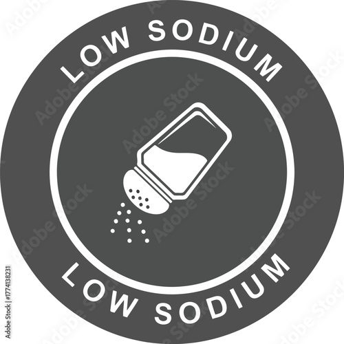 Healthy food label low sodium salt shaker icon symbol graphic design vector