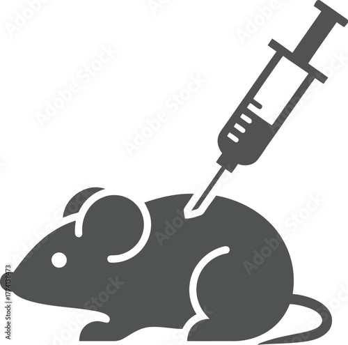 Laboratory mouse receiving injection symbol scientific research concept experimental medicine biotechnology vector