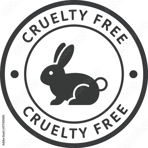 Cruelty free bunny stamp emblem round seal icon symbol for ethical beauty products and cosmetics assurance vector