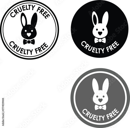 Cruelty free bunny stamp icons for ethical product labels and packaging design vector