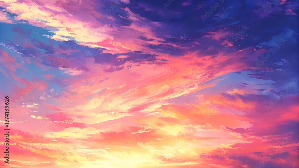 Obraz premium Sunset Sky Texture Background 8K Seamless Pastel Clouds