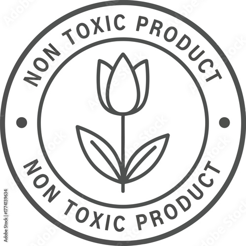 Natural non toxic product stamp flower symbol seal safe certified organic eco friendly approval label vector