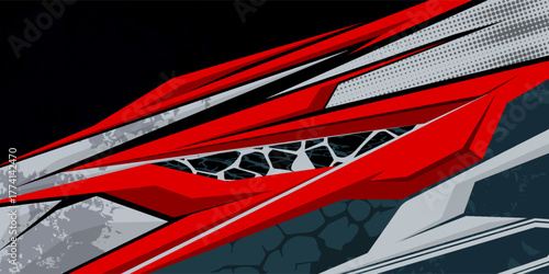 Racing car wrap design vector. abstract stripe racing background kit designs for wrap vehicle, race car, rally, adventure and livery.