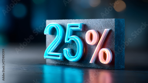 A neon sign with the number 25 on it