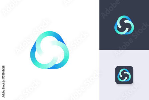 triangle round logo design vector template