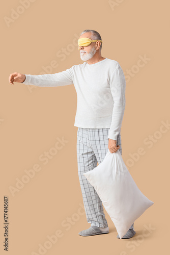 Senior male sleepwalker in ...