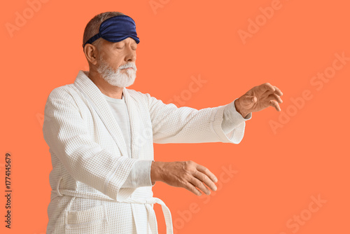 Senior male sleepwalker on ...