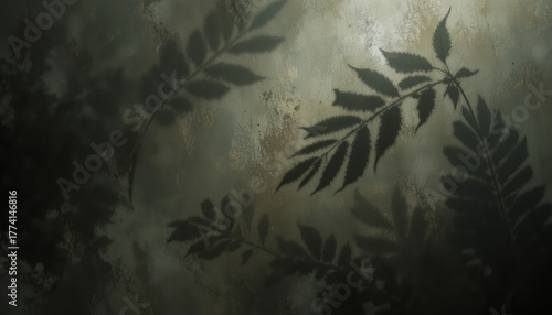 Shadowed Fern Leaves Botanical Abstract in Soft Natural Light for Nature and Environmental Marketing