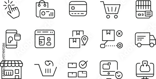 E commerce and online shopping icons set perfect for website and app design solutions