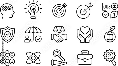 Set of Business and Development Icons for Web and Graphic Design Projects High Quality Vector Illustrations