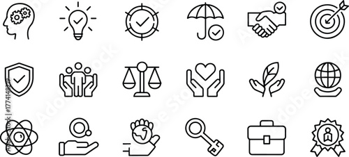 Set of Business and Finance Icons Representing Various Concepts and Ideas for Corporate Use and Design