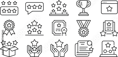 Collection of Star Related Icons Representing Achievements and Positive Feedback in Business and Marketing