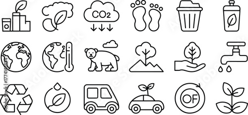 Environmental Conservation and Sustainability Icons Representing EcoFriendly Practices and Protecting Our Planet for Future Generations