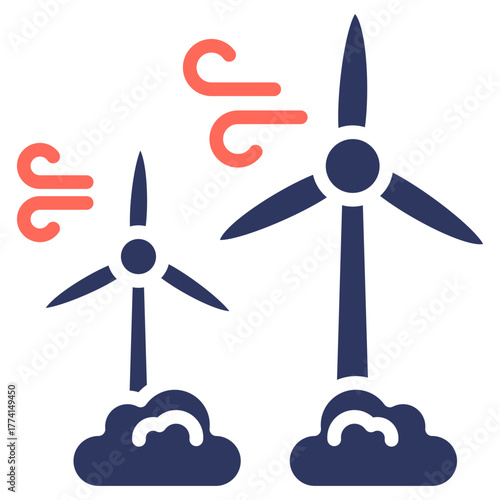 Wind Turbines glyph color icon