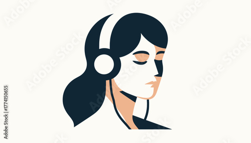Stylish woman enjoys music with modern headphones