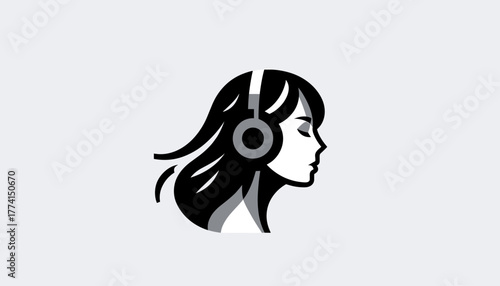 Woman lost in music with headphones on blissfully
