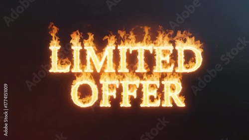 Fiery, burning 3D text that reads 