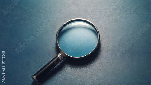 Magnifying glass on a dark textured background symbolizing the concept of search, investigation, and detailed analysis