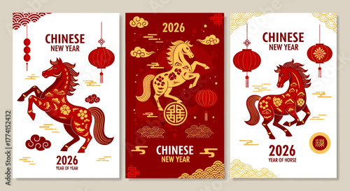 Chinese New Year 2026 Year of the Horse posters.