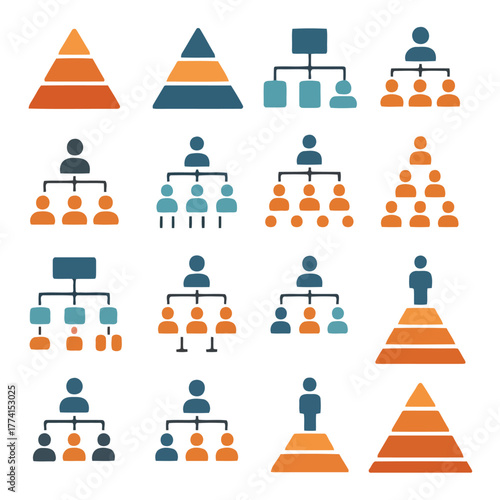 Organizational Hierarchy: A collection of various organizational structure illustrations