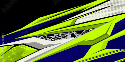 Racing car wrap design vector. abstract stripe racing background kit designs for wrap vehicle, race car, rally, adventure and livery.