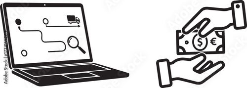 Monochrome Icons for Digital Tracking and Financial Payment