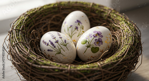 easter eggs in a basket