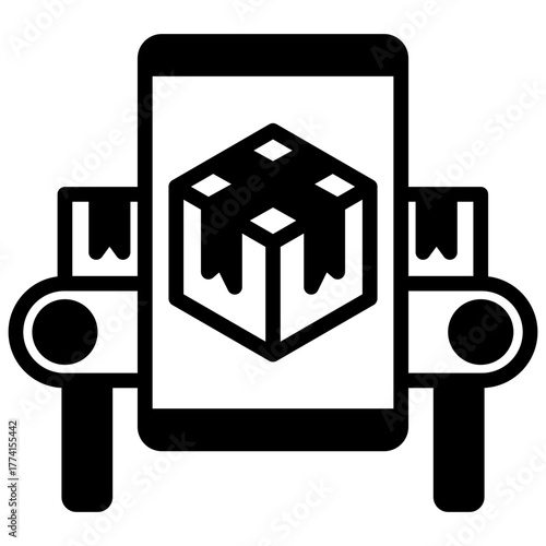 Augmented Reality Icon, Glyph Mini Illustration Relate To Industry 4-0. Use For Modern Concept, Ui, Ux Web And App Development.
