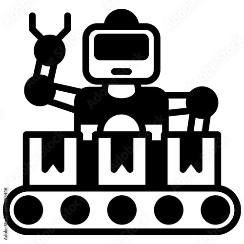 Robot Icon, Glyph Mini Illustration Relate To Industry 4-0. Use For Modern Concept, Ui, Ux Web And App Development.